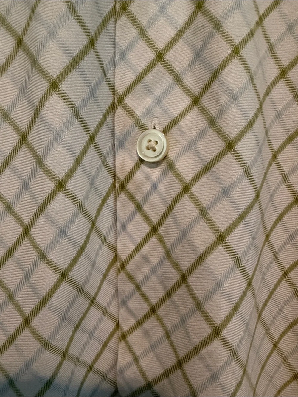 Banana Republic Men's Green and White Plaid Dress Shirt